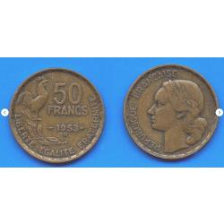France 50 Francs 1953 B Coq Piece Franc