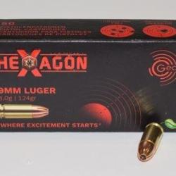 boite 50 cartouches GECO 9&times;19 Luger Hexagon 124 Grains