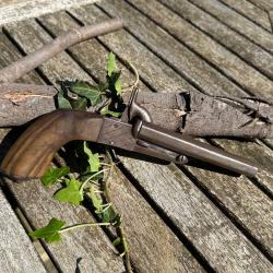 Pistolet ancien double canon &agrave; percussion - type Napol&eacute;on III - EIBAR - calibre env. 12 mm