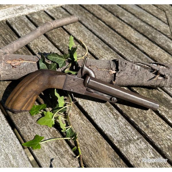 Pistolet ancien double canon � percussion - type Napol�on III - EIBAR - calibre env. 12 mm