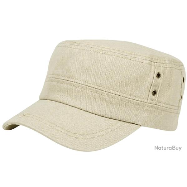 Casquette Militaire Beige Vintage en Coton Tendance Havana Taille unique Beige