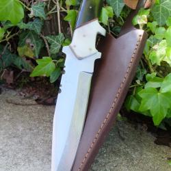 Poignard De Chasse Sub-Hilt Fighter Lame Acier Carbone 1055 Epaiss 7mm Manche R&eacute;sine/Corne Artisanat