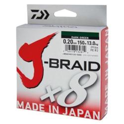 TRESSE DAIWA J.BRAID DARK GREEN 8 BRINS 150M 0.28 mm