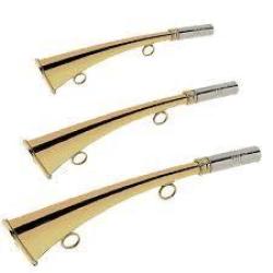 Corne TUNET de chasse en laiton cintr&eacute;e 25cm