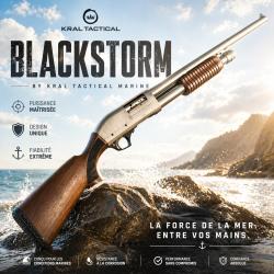 Fusil &agrave; pompe Tactical Marine Blackstorm - Cal. 12/76 canon ray&eacute; 61 cm