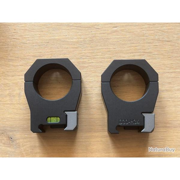 Colliers Audere PSR medium pour rail picatinny 21 mm pour lunette 30mm