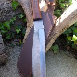 Condor Mini Duku Parang Machete Lame Acier Carbone 1075 Manche Rosewood Etui CUir Fab Artisanale