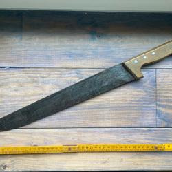 ANCIEN TR&Eacute;S GRAND COUTEAU (58,5CM) /DE BOUCHER / CUISINE / MANCHE OS