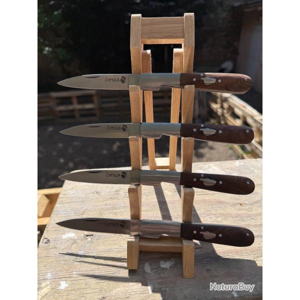 LOT DE 4 Couteaux de poche Vendetta manche bois avec  Carte  Corse2ghd 2