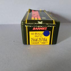 BOITE D OGIVES BARNES  "XBT" CAL.25  (257) 100 gr INCOMPLETE