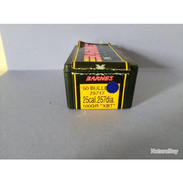BOITE D OGIVES BARNES  "XBT" CAL.25  (257) 100 gr INCOMPLETE