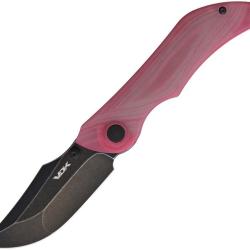 Couteau VDK Knives Talisman Lame Acier D2 Blk Manche G10 Rouge Liner Lock Housse Nylon VDK023