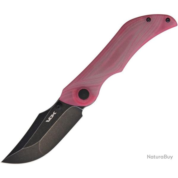 Couteau VDK Knives Talisman Lame Acier D2 Blk Manche G10 Rouge Liner Lock Housse Nylon VDK023