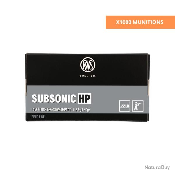 BOITE DE .22LR SUBSONIC HP 2.6G 40GR X1000 - RWS