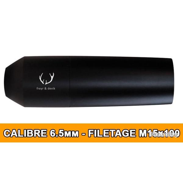 MODERATEUR DE SON FREYR&DEVIK 196 CAL.6.5mm (243WIN / 6.5x55 / 6.5CREED..) FILETAGE M15x100