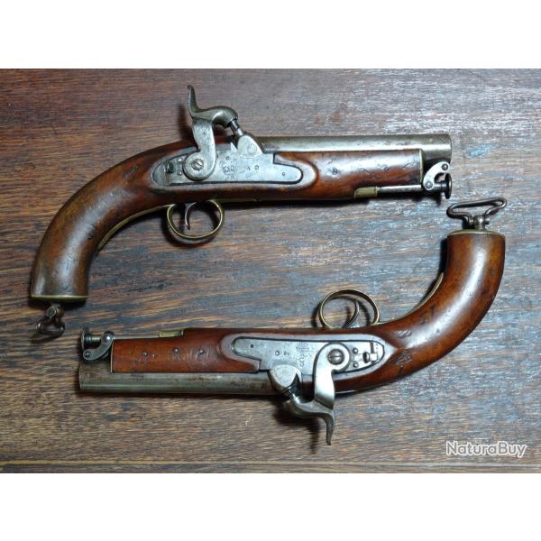 Paire de pistolets � percussion britannique de marine - Tower mod�le 1839 - Gardes-c�tes - TBE