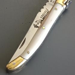 ANCIEN COUTEAU LAGUIOLE, ROSSIGNOL PARAPLUIE &Agrave; L'&Eacute;PREUVE, THIERS, XX&egrave;me, manche CORNE, guilloch&eacute;