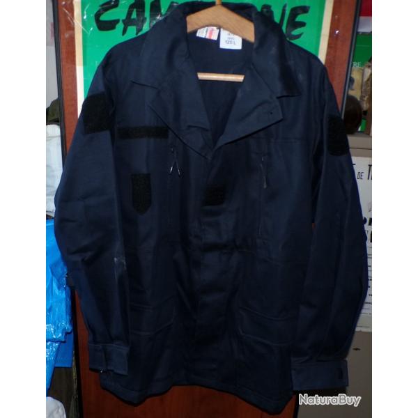 VESTE DE TREILLIS DE COULEUR BLEU TYPE POMPIERS ,FABRICATION FRANCAISE PAUL BOYE  A  SETE EN 1990 ,T