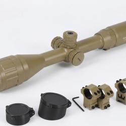 Lunette de Vis&eacute;e 3-12x40 AO R&eacute;ticule Illumin&eacute; RGB Duplex Rail 11mm 20mm Chasse Tir Arbal&egrave;te Tan