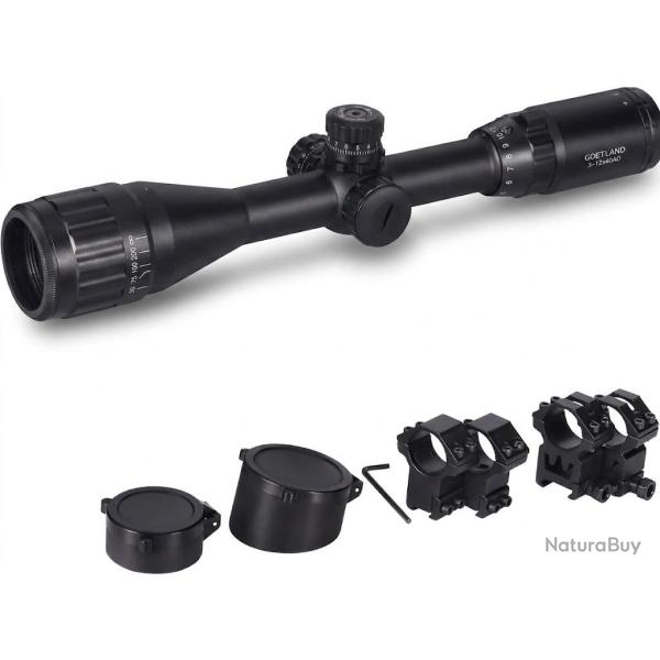 Lunette de Vis�e 3-12x40 AO R�ticule Lumineux RGB Duplex Parallaxe Rail 11 mm/20 mm Chasse Tir Noir
