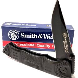 Couteau Smith&Wesson Extreme Ops Lame Acier Black Oxide Liner Lock & Manche Aluminium Black Clip