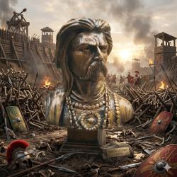 Buste artisanal de Vercing&eacute;torix - Hauteur 18 cm socle compris