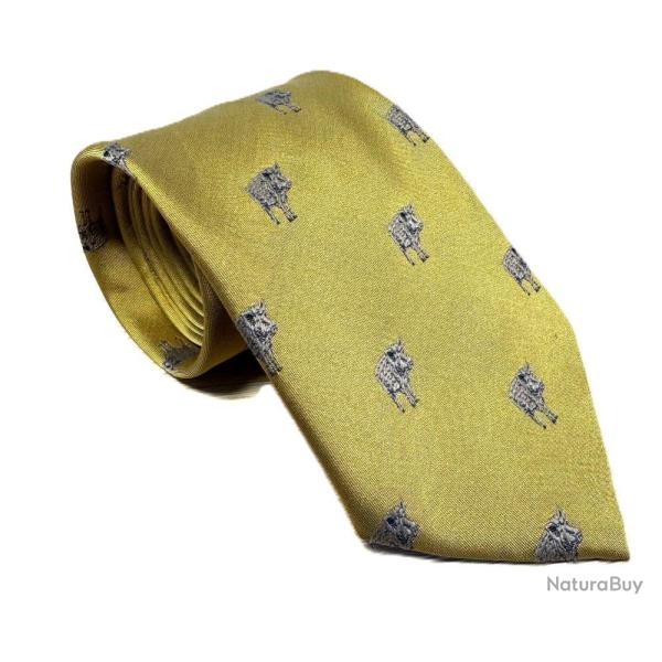 Cravate dor�e motif sanglier - Made in France