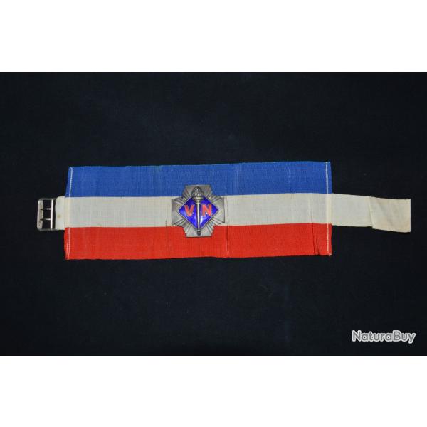 BRASSARD VOLONTAIRES NATIONAUX-COLONEL LAROQUE (CROIX DE FEU)-NATIONALISME 1930