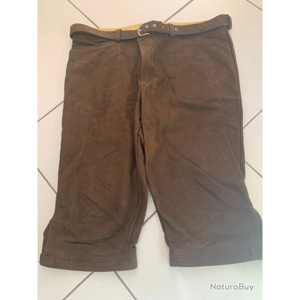 Pantalon court en cuir knickers marron