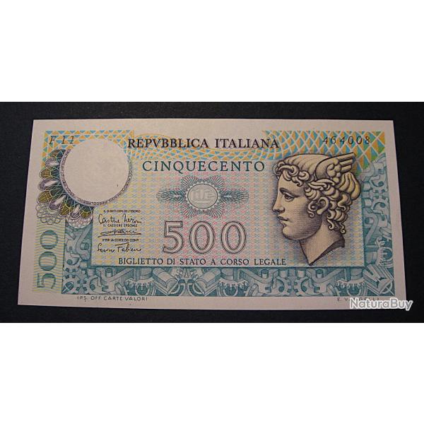 Italie, billet de 500 lires 1974 (Mercure) ttb