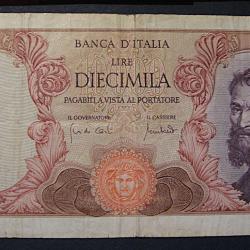 Italie, billet de 10000 lires (Michel Angelo) rare 1962 ttb