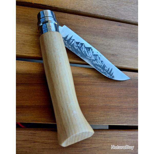 Opinel N�8 Lame Grav�e Montagne