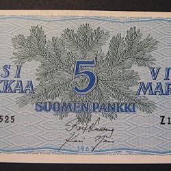 Finlande, billet de 5 markka  1963 ttb ++