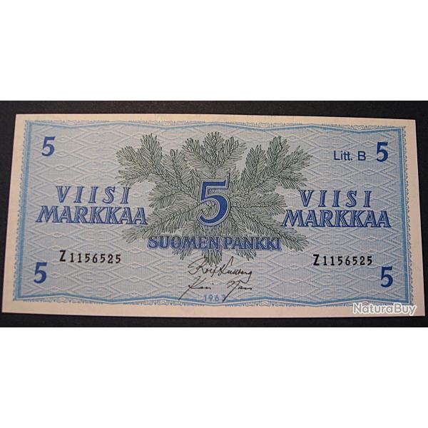 Finlande, billet de 5 markka  1963 ttb ++