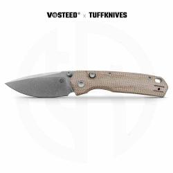 Couteau Vosteed Psyop Lame Drop Point Acier S35VN SW Manche Micarta Natural Top Liner Lock VOSA2229