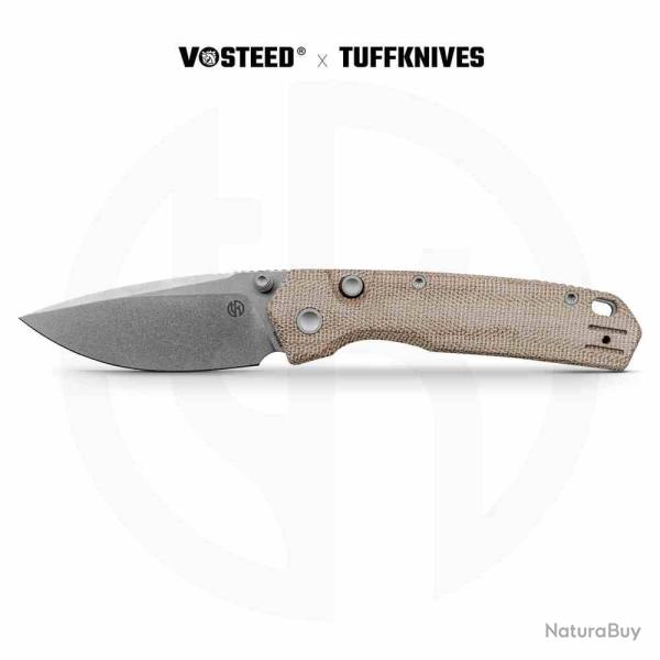 Couteau Vosteed Psyop Lame Drop Point Acier S35VN SW Manche Micarta Natural Top Liner Lock VOSA2229