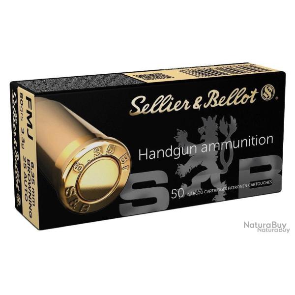 Cartouches Sellier & Bellot 25 ACP FMJ 50grs 3.3g x50