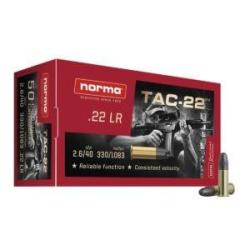 Cartouches NORMA calibre 22lr TAX LRN 2.6g 40gr x50