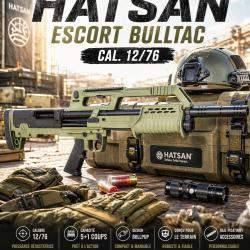 Fusil &agrave; pompe Hatsan Escort BullTac Vert OD - Calibre 12/76 canon ray&eacute; 61 cm