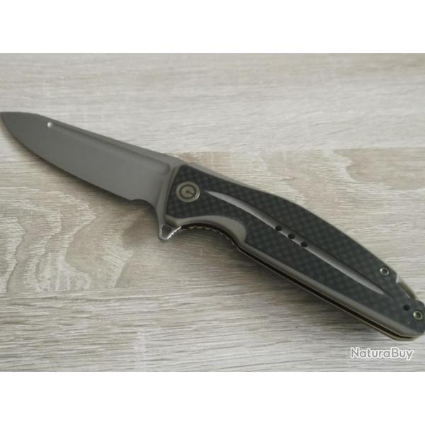 Couteau Flipper CIVIVI Statera G10 et fibre de carbone