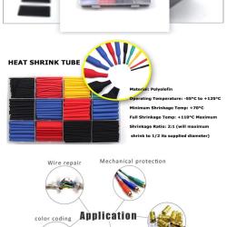 164pcs Kit de tubes thermo r&eacute;tractables isolation de c&acirc;bles