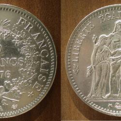 France 5 Francs 1876 Piece Argent Atelier Paris Hercule Franc Hercules