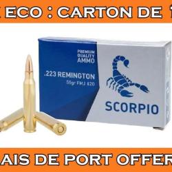 OFFRE ECO - CARTON DE 1000 CARTOUCHES STV CAL.223REM FMJ 55GRS - CATEGORIE B