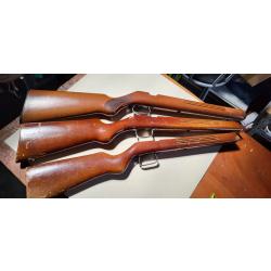Lot de 3 crosse carabine de jardin manufrance 9 flobert/12mm et 14 mm