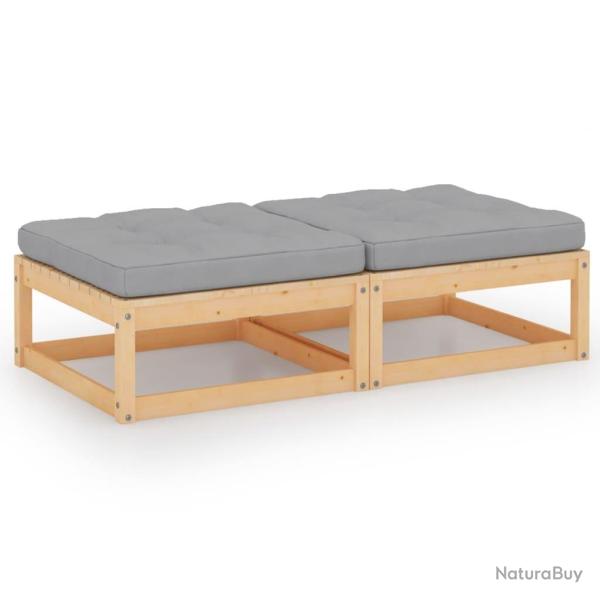 Repose-pieds de jardin avec coussins lot de 2 Bois pin solide