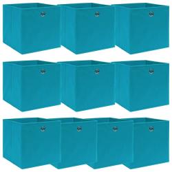 Bo&icirc;tes de rangement 10 pcs Bleu azur&eacute; 32x32x32 cm Tissu