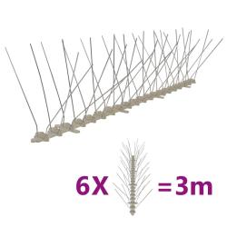 Ensemble de 6 pointes &agrave; 4 rang&eacute;es contre oiseaux Plastique 3 m