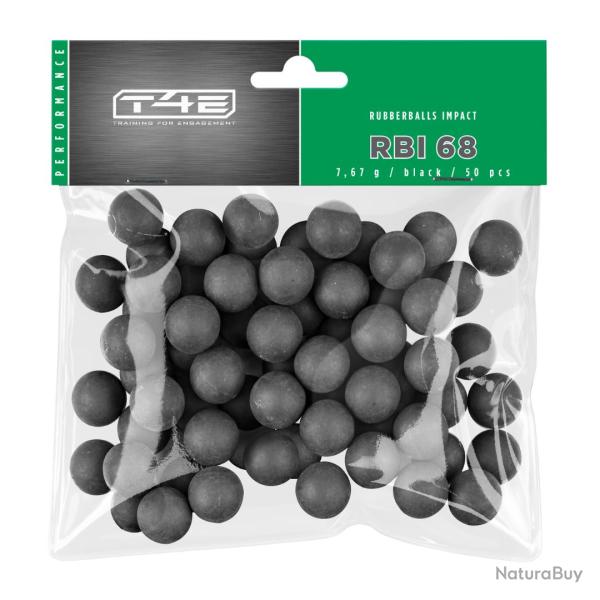 BILLES RBI CAOUTCHOUC NOYAU ACIER CAL .68 X50 - T4E