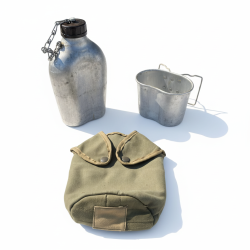 Gourde militaire arm&eacute;e fran&ccedil;aise alu mod&egrave;le 52 avec quart