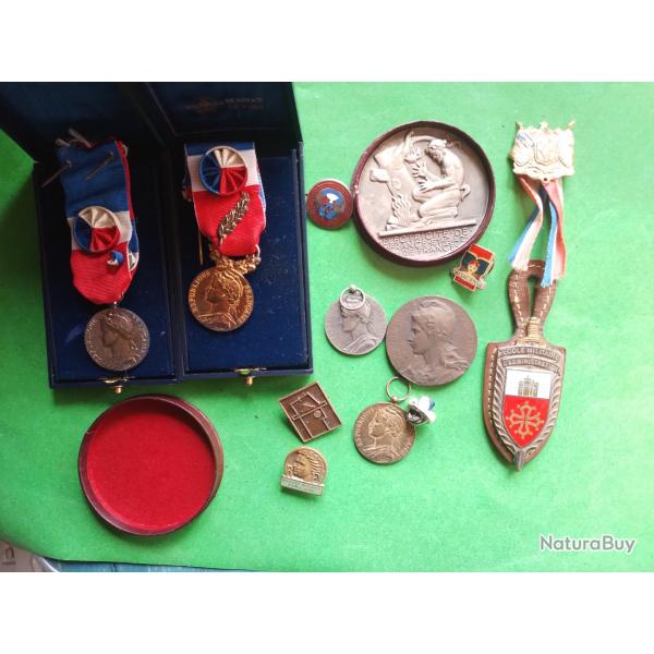 lot medailles pins et pucelle